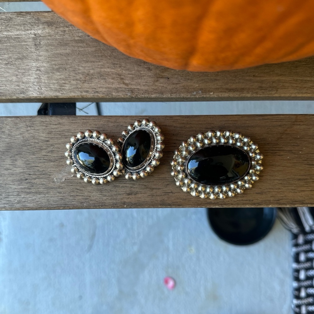 Sterling Silver Vintage Earring and Brooch Set